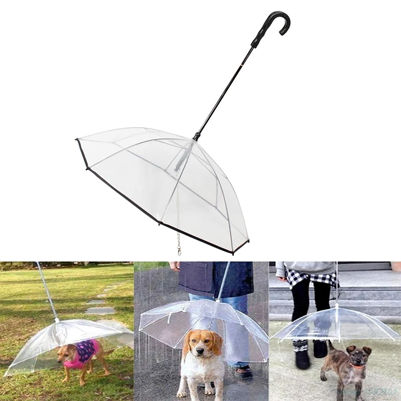 Neue transparente Haustiers chirme kleiner Hundes chirm mit Hunde leine Eisenkette als Regenmantel für Hunde schönes Paket Haustier bedarf Image
