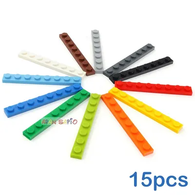 15 teile/los DIY Blöcke Bausteine Dünne 1X8 Pädagogisches Assemblage Bau Spielzeug für Kinder Größe Image