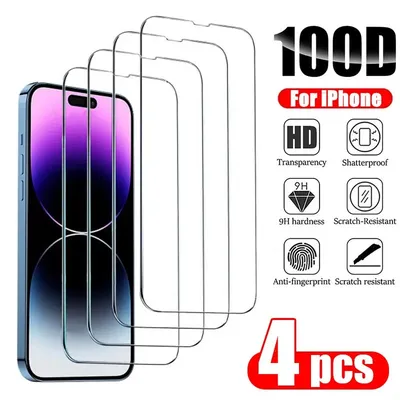 4 Stück gehärtetes Glas für iPhone 14 Pro Max 14 plus 14Pro Displays chutz folie für iPhone 13 12 11