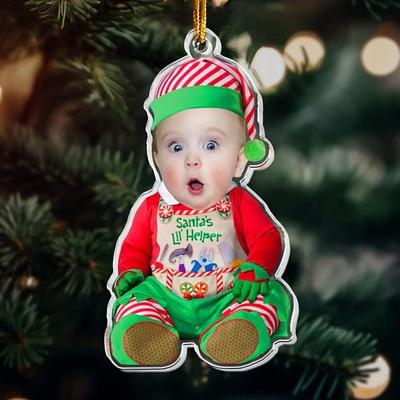 Personalized Photo Christmas Ornaments Acrylic 2D Custom Baby Face Christmas Tree Ornaments Xmas Decoration Hanging Pendant Gifts