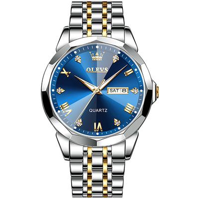 OLEVS Men Quartz Watch Minimalist Fashion Business Wristwatch Luminous Calendar Date Week Waterproof Steel Watch Father's Day Gifts