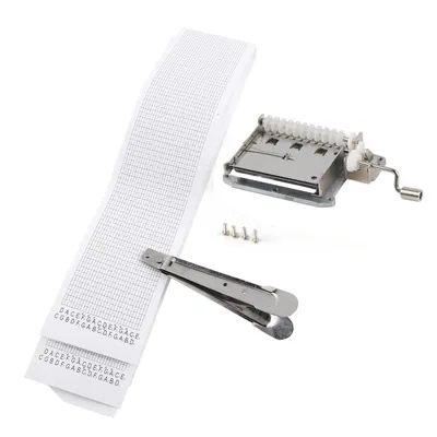 DIY 30-Note Hand Crank Music Box Movement Kit - Zinc Alloy Puncher & Paper Strips for Custom Songs