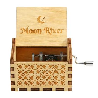 Theme Music Box Carved Wooden Hand Cranked Music Box Moon River La Vie En Rose Fly Me To The Moon