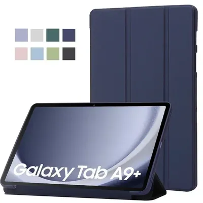 For Samsung Tab A9 Plus Case 11 inch Trifold Leaher Soft Back Stand Tablet Funda For Galaxy Tab A9