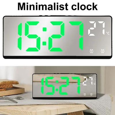 Digital Alarm Clock with Adjustable Brightness and Volume LED Mirror Electronic Clocks with Snooze