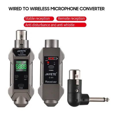 JAYETE C-01 UHF Microphone Converter Professional Wired to Wireless Micphone Transmitter Receiver