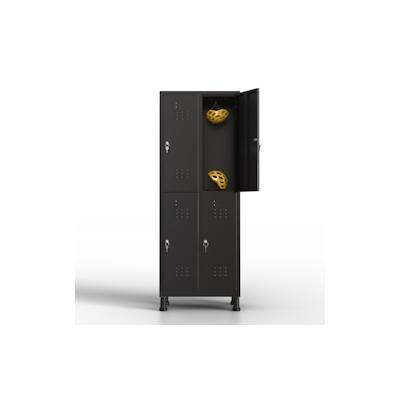TwinThink Schließfächer, 180x65x40 cm, Metallfächer, 4 Türen, Metallspind, mit Schlüssel, Schließfächer, 4 Türen, Umkleiderschrank aus Metall (Schwarz) Image