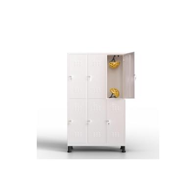 TwinThink Schließfächer, 180 x 97 x 40 cm, Metallfächer, 6 Türen, Metallspind, mit Schlüssel, Umkleidekabinenschrank (Weiß) Image