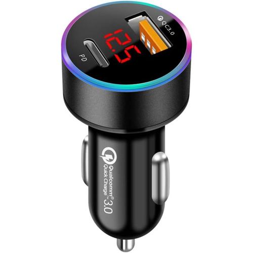 Zigarettenanzünder USB C Ladegerät PD & QC3.0 Schnelles Autoladegerät Zigarettenanzünder USB A