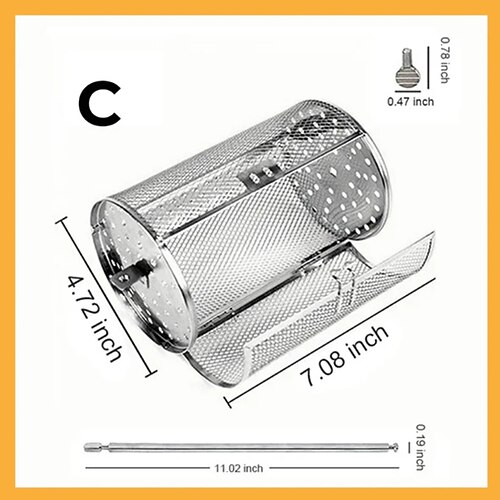 griglia rotante in acciaio inox, girarrosto a 360 gradi per una cottura uniforme, forno multifunzione e compatibile con friggitrice ad aria, facile da pulire, essenziale per barbecue e feste