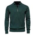 Per uomo Cardigan A Coste Treccia Maglia Cerniera Jacquard Tinta unica Collo ripiegato Maglieria Neutro All'aperto Casual Abbigliamento Corte Inverno Primavera Autunno Nero Blu marino S M L