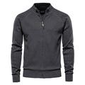 Per uomo Cardigan A Coste Treccia Maglia Cerniera Jacquard Tinta unica Collo ripiegato Maglieria Neutro All'aperto Casual Abbigliamento Corte Inverno Primavera Autunno Nero Blu marino S M L