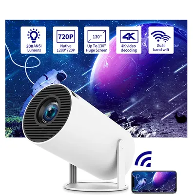 2024 New HY300 Pro Projector 4K Android 11.0, Lighter and more portable 1080P 720P, 200ANSI,