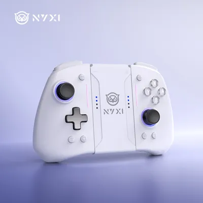 NYXI Hyperion Pro Hall Joystick Wireless Game Controller White Gamepad with RGB Lights for Nintendo