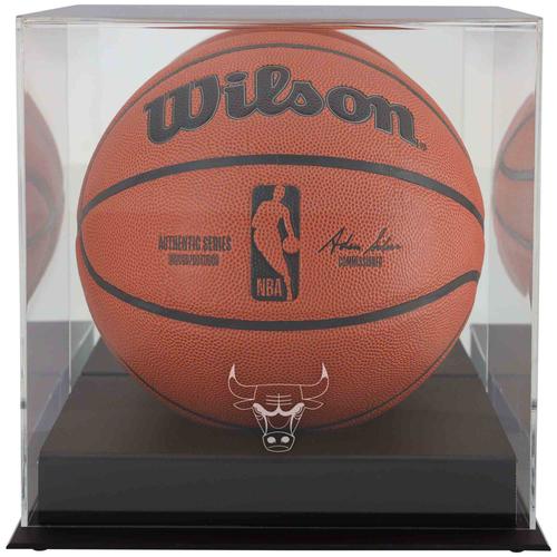 Basketball-Vitrine mit Logo des Chicago Bulls Base Teams in Schwarz mit verspiegelter Rückseite