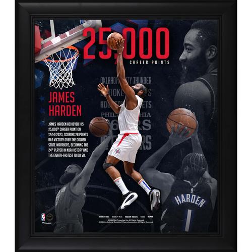 James Harden LA Clippers, gerahmt, 15 x 17 Zoll, 25.000 Karrierepunkte, Meilenstein-Collage