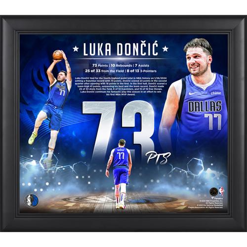 Luka Dončić Dallas Mavericks, gerahmt, 15 x 17 Zoll, Franchise-Rekord brechend, Collage mit 73 Punkten