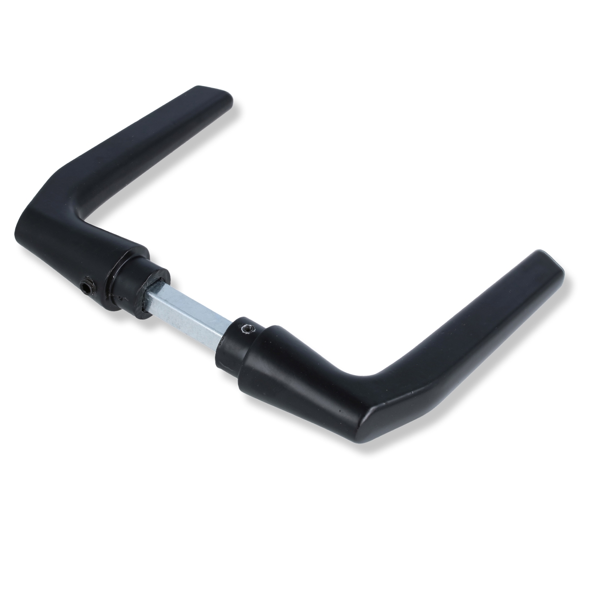 MS Beschläge Schwarzer Drückerpaar aus Aluminium Drückerlochteil 8mm Vierkant Türgriff Image