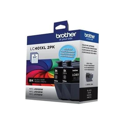 Brother LC401XL2PKS High Yield Ink Cartridge 2 Pack For Use With MFCJ1010DW & J1170DW - Black