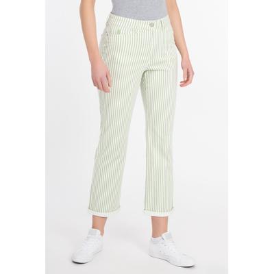 Stoffhose RECOVER PANTS "Frieda", Damen, Gr. 40, Normalgrößen, grün (ecru, grün), 92% Baumwolle;5% Polyester;3% Elasthan, gestreift, regular fit 7/8-Länge, Hosen, im 5-Pocket-Style Image