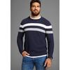 Rundhalspullover MAN'S WORLD "Bis Größe 5 XL", Herren, Gr. L (52/54), blau (marine), Feinstrick, Obermaterial: 100% Baumwolle, meliert, casual, normal, Rundhals, Langarm Rippstrickbündchen, Pullover, in melierte Optik