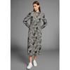 Midikleid HECHTER PARIS, Damen, Gr. 34, N-Gr, schwarz (schwarz, gemustert), Obermaterial: 100% Viskose, feminin, figurumspielend wadenlang, Langarm, Kleider, mit modischen Print