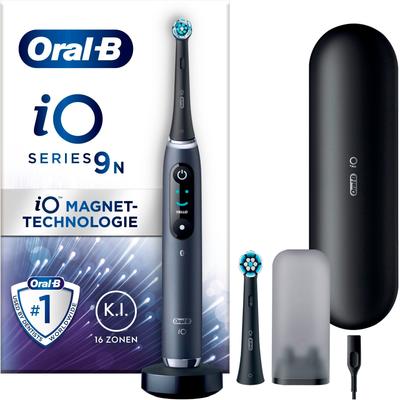 Elektrische Zahnbürste ORAL-B "iO 9" Elektrozahnbürsten schwarz (black onyx) mit Magnet-Technologie, 7 Putzmodi, Farbdisplay & Lade-Reiseetui