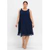 Partykleid SHEEGO "Große Größen", Damen, Gr. 50, Normalgrößen, blau (marine), Obermaterial: 100% Polyester;Futter: 100% Polyester, unifarben, elegant, figurumspielend knieumspielend, Rundhals, ohne Ärmel, Kleider Partykleid, in figurumspielender...