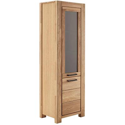 Vitrine MCA LIVING "SILIAS Vitrine Links", beige (naturfarben), B:65cm H:199cm T:45cm, Massivholz, Holzwerkstoff, Schränke, gedämpfte Türen Image