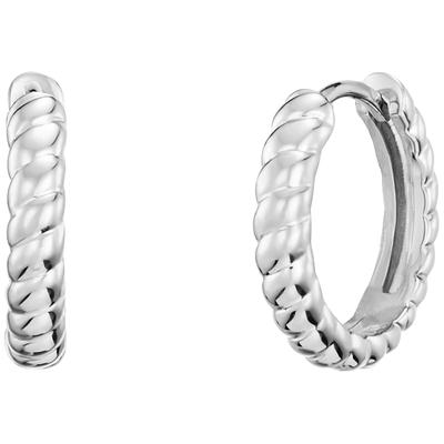 Paar Creolen JULIE JULSEN "925/- Sterling Silber rhodiniert 15mm", silber, Ohrringe, Damen, ONE-SIZE, Silber 925 (Sterlingsilber) Image