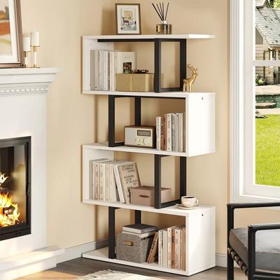 5-Tier Bookshelf Geometric Bookcase S Shaped Book Shelves Bedroom - 11