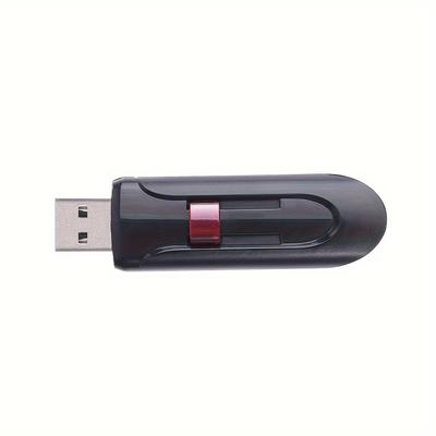 TEMU 64gb Retractable Usb Flash Drive - Sleek Black Pen Design, High-speed 2.0 Memory Stick, Durable Metal Construction, Compatible With Windows & Os