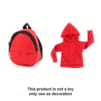 TEMU Miniature Red And Green Hoodie With Backpack Set For Elf Doll Decoration, Christmas And Party Supplies - Festive Non-electrical Seasonal Decor Accessories