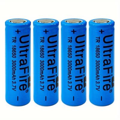 TEMU 4pcs 18650 Battery High Drain 3.7v 3000mah Rechargeable Power Li-ion Flat Batteries