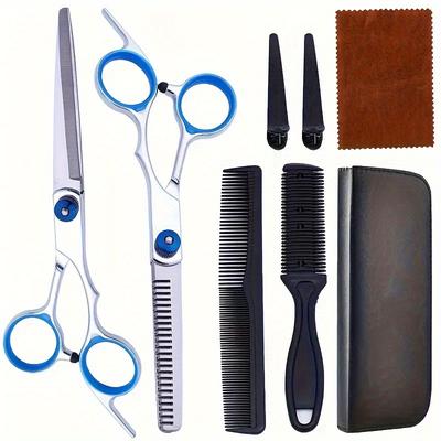 TEMU Professional Haircut Scissors Set - Right-handed, Texturizing & Thinning Shears For All Hair Types, Fragrance-free, Hair Cutting Tools Image