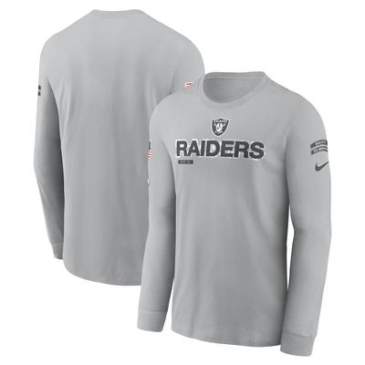 Graues Nike Las Vegas Raiders 2024 Salute To Service Langarm-T-Shirt für Herren Image