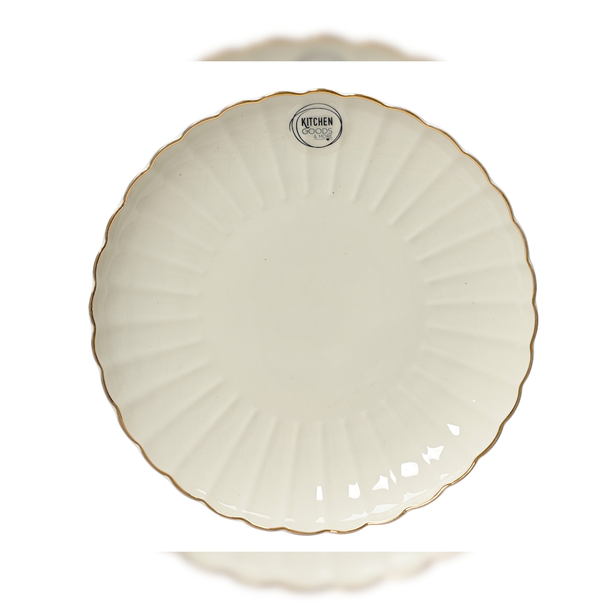 Christmas Decorations Frühstücksteller Porzellan 20cm - Teller mit Relief & Goldrand Geschirr Speiseteller Kuchenteller Dessertteller Frühstücksgeschirr Essteller Weiß Gold Image
