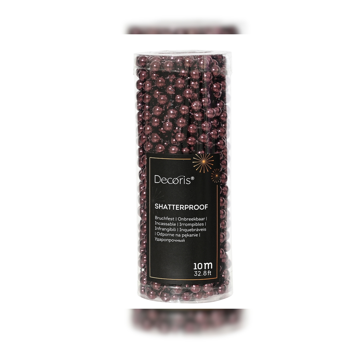 Christmas Decorations 10m Perlenkette 8mm Kunststoff Perlenband Girlande - Perlengirlande Christbaumschmuck Weihnachtsdeko Dunkel Mauve Image
