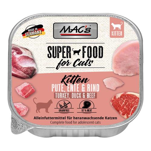 64x100g Kitten Pute, Ente & Rind MAC's getreidefreies Katzenfutter nass