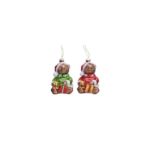 1 Christbaumschmuck Glas Teddybär Geschenk Weihnachtskugeln Weihnachtsbaum bunt