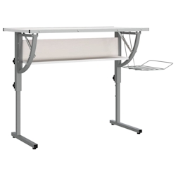 vidaXL Basteltisch Weiß & Grau 110x53x(58-87) cm Holzwerkstoff & Stahl Image