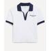 Women's White And Navy Italic Logo Terry Polo - Blue - Sporty & Rich Tops