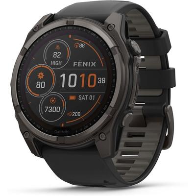 Garmin fenix 8 GPS Smartwatch, 51 mm Solar Sapphire Carbon Gray Titanium with Black Band