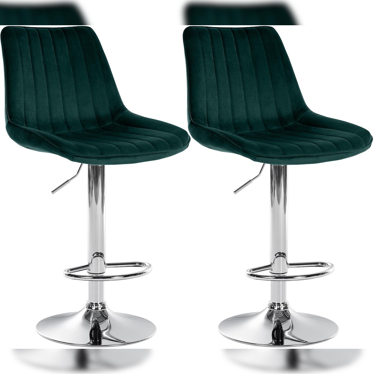 CLP 2er Set Barhocker Toni Samt grün/Metall in Chromoptik Image