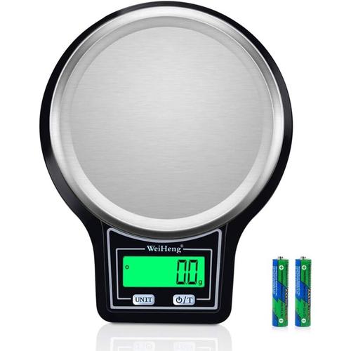 Küchenwaage 5 kg/0,1 g [Upgrade], hochpräzise elektronische Lebensmittelwaage, Edelstahlplattform