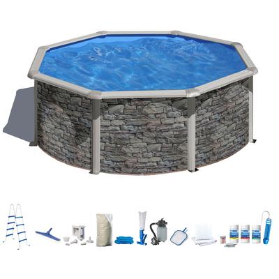 Rundpool MY POOL BWT, grau, H:132cm Ø:350cm, Schwimmbecken, in moderner Steinoptik, Höhe 132 cm, verschiedene Größen Image
