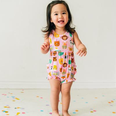 Pink Party Pals Bamboo Baby Bubble Romper - 0-3 months