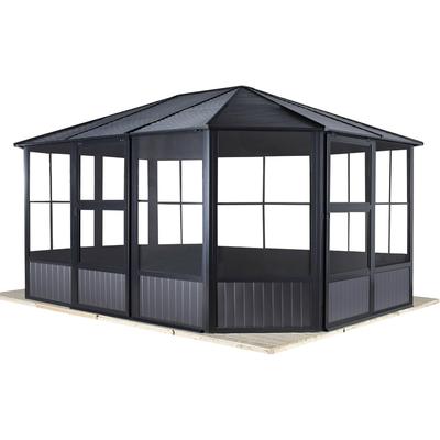 Pavillon SOJAG "Charleston 12x15", grau (anthrazit), B/H/T: 489cm x 280cm x 384cm, Pavillons, Wintergarten, BxT: 489x384