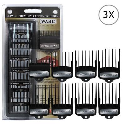 3x Wahl 8-Pack Premium Cutting Guides Fits All Wahl Full Size Clipper Blades (Except Competition Series)