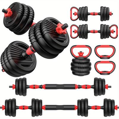 TEMU Adjustable Dumbbell Set, 70/ 90lbs Free Weights Set With Upgraded Nut, 4 In 1 Weight Set Used As Kettlebells, Barbell, Push Up Stand, Fitness Exercise For Home Gym Suitable Men/ Women